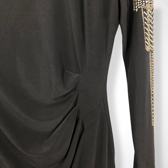 Caché Embellished Sleeve Midi Dress with Gold Stud Detail - Picture 8 of 10